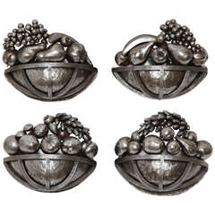 Silvered Iron "Fruit Bowl" Sconces by Edgar Brandt