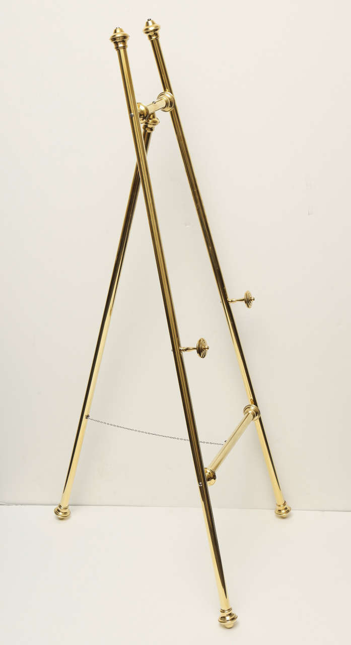 20th Century Polished Brass Edwardian Easel For Sale