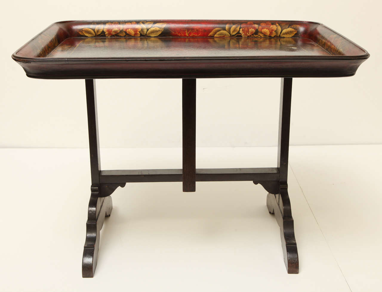 British Polychrome Wood Chinoiserie Motif Tilt Coffee Table For Sale