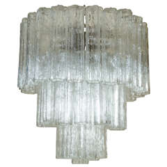 Large Tronchi Tube Glass Chandelier by Camer