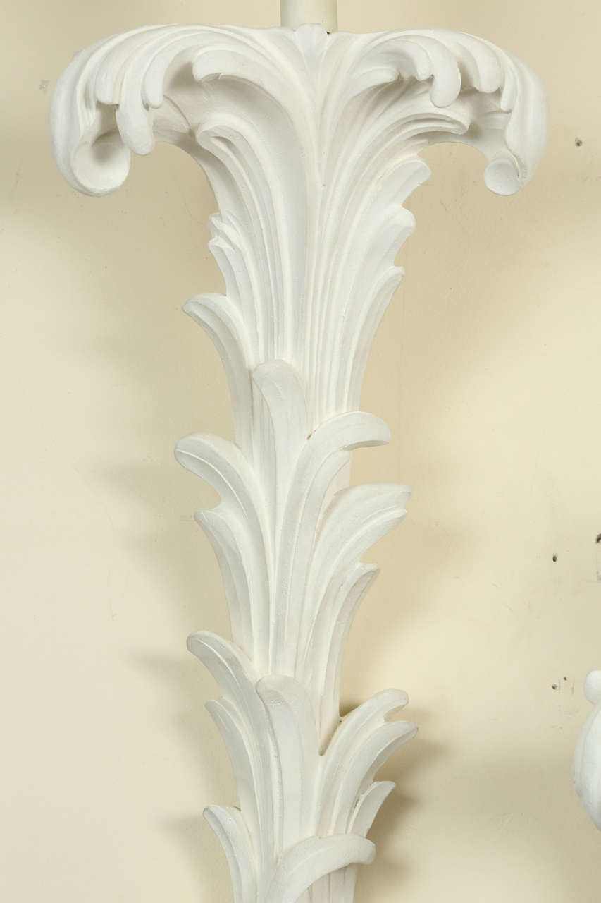 Late 20th Century Pair of plaster leaf sconces