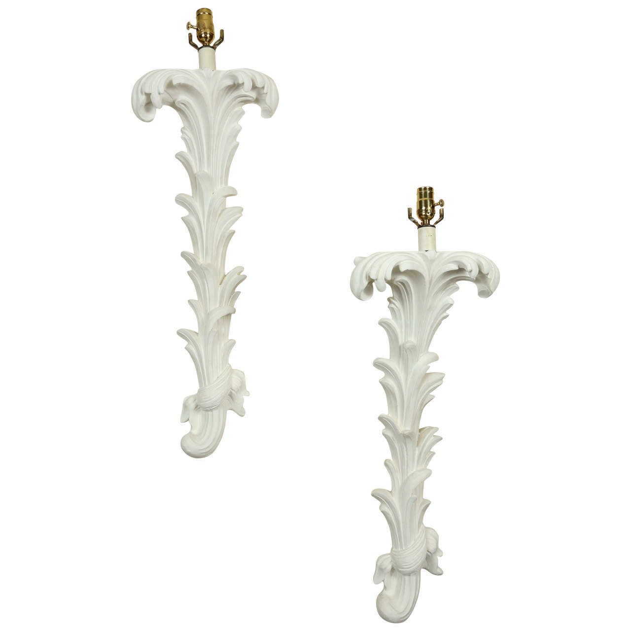Pair of plaster leaf sconces