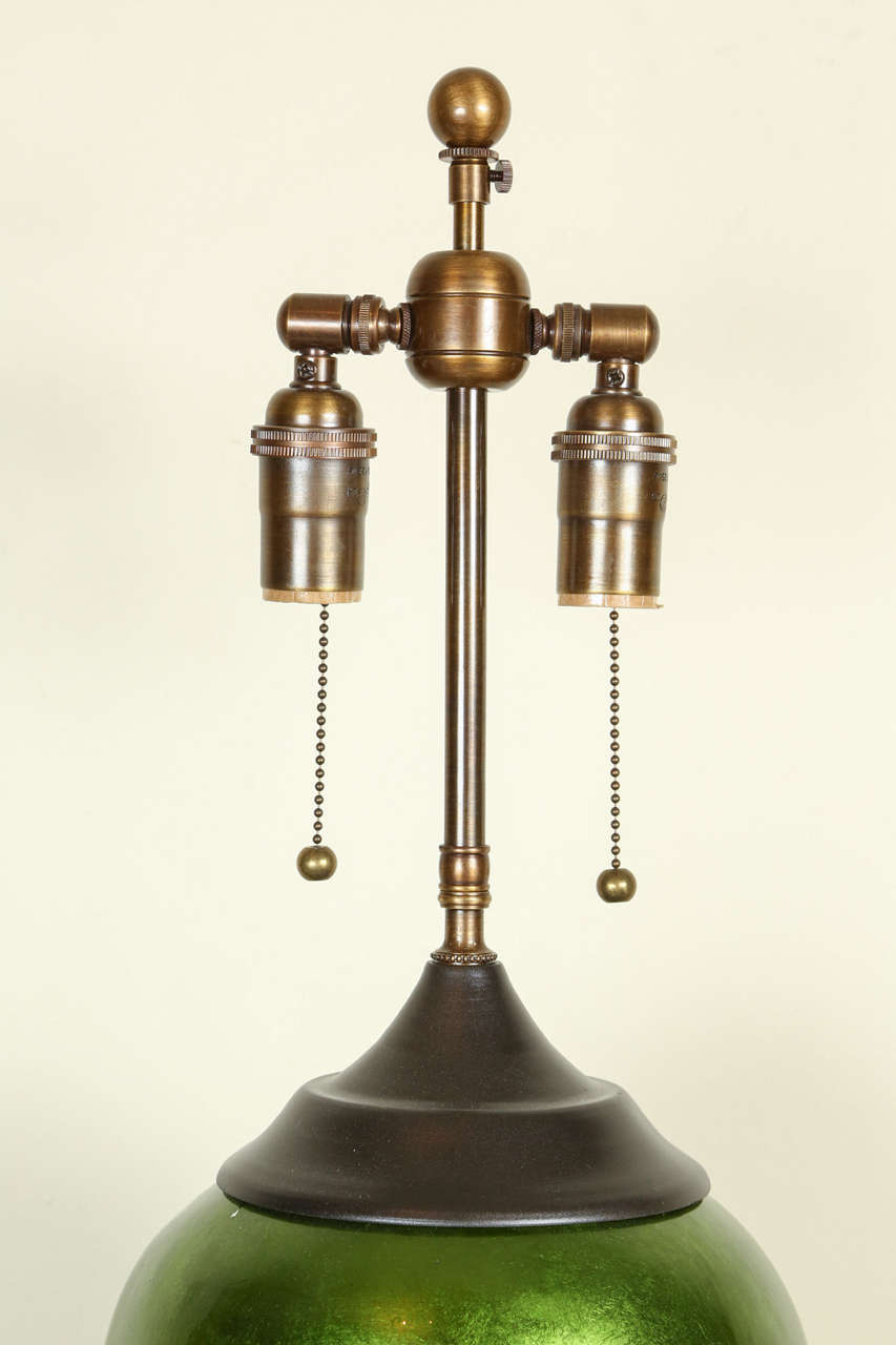 American Pair of Enormous Bullet Shaped Glazed Ceramic Lamps