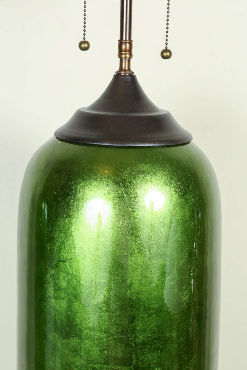 Pair of Enormous Bullet Shaped Glazed Ceramic Lamps In Excellent Condition In New York, NY