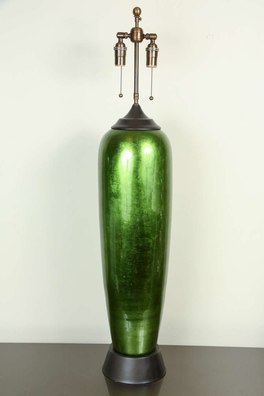 Pair of Enormous Bullet Shaped Glazed Ceramic Lamps 1