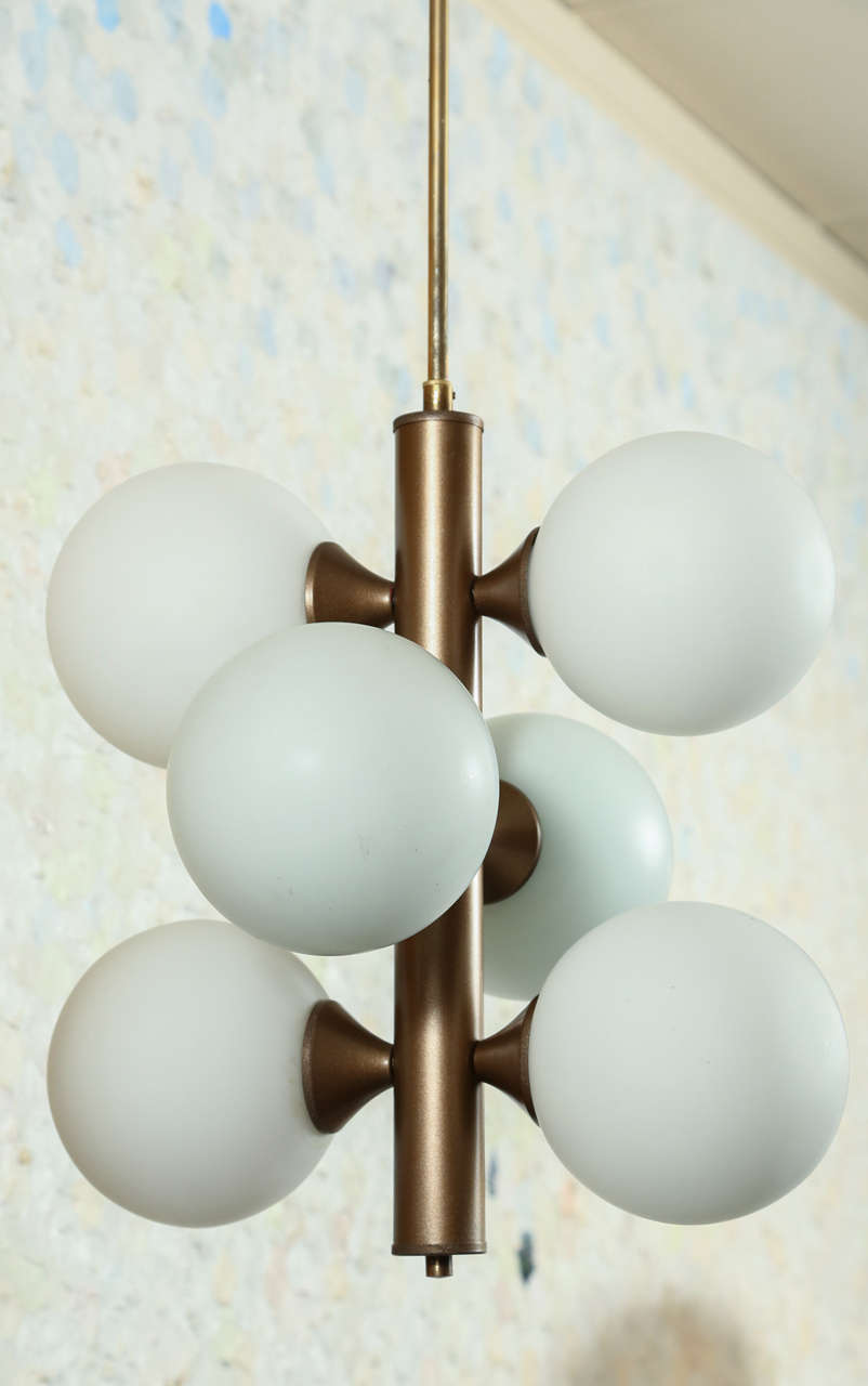 Pendant Lamp with Six White Glass Globes