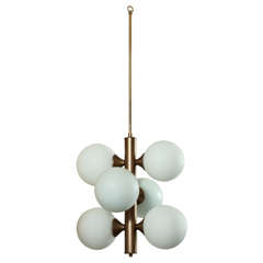 Pendant Lamp with Six White Glass Globes