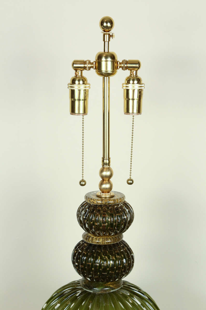 Italian Spectacular Pair of Barovier Murano Glass Lamps