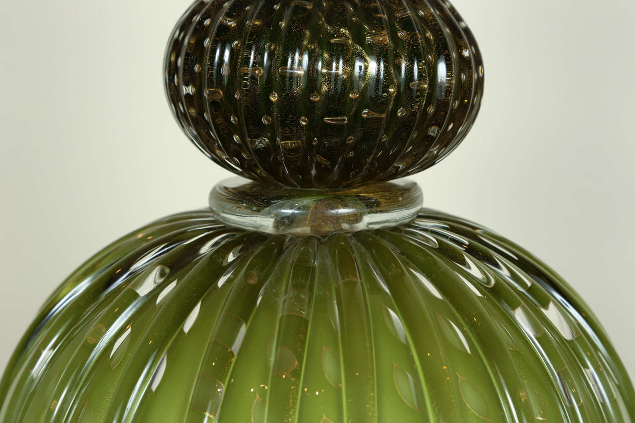 Mid-20th Century Spectacular Pair of Barovier Murano Glass Lamps