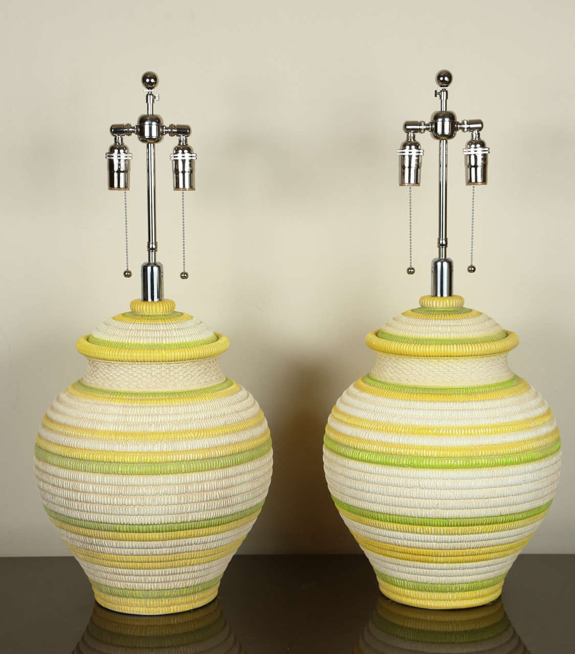 Pair of impressive ceramic lamps with a faux 