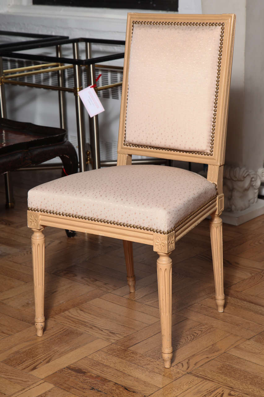 Set of 6 Carved and Painted Louis XVI Style Dining Chairs, France, c. 1920 In Excellent Condition In New York, NY