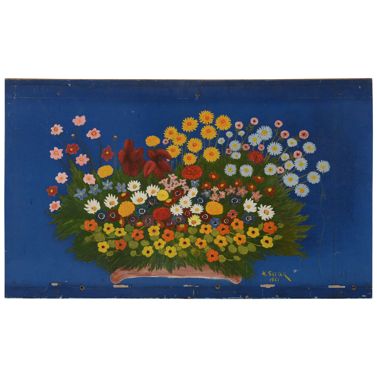 Folk Painting of Flowers #1 For Sale