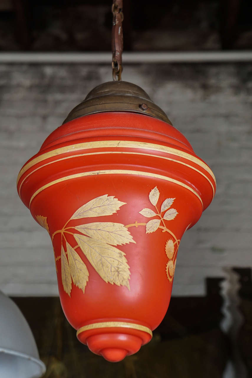 Hand-Painted Teardrop Ceiling Light, circa 1920 In Excellent Condition In Hudson, NY