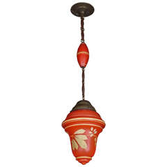 Hand-Painted Teardrop Ceiling Light, circa 1920