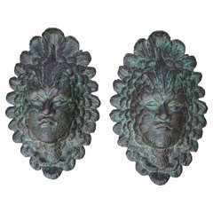 Early 20th Century Pair of Ornate Iron Masks