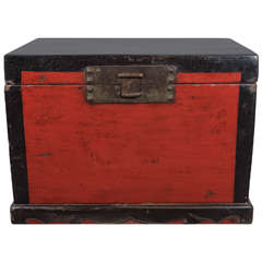 Antique Striking Red and Black Lacquer Chinese Chest