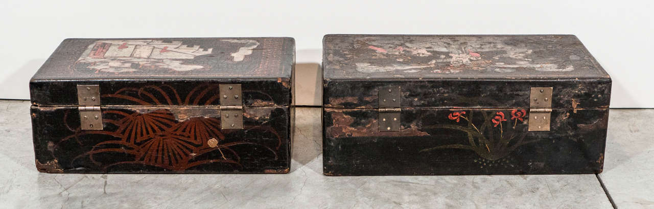 Painted Chinese Lacquer Boxes In Good Condition In New York, NY
