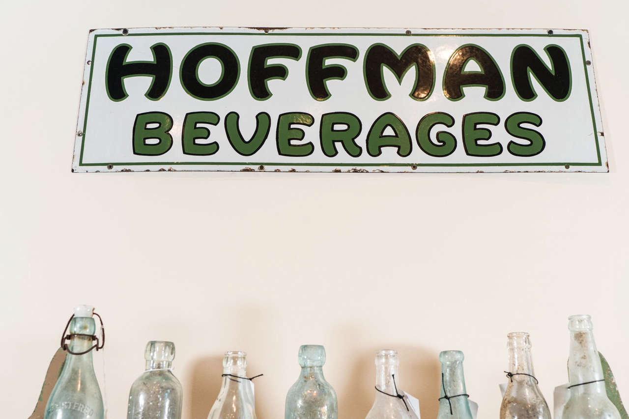 Mid-20th Century Rare Hoffman Beverages Porcelain Sign For Sale