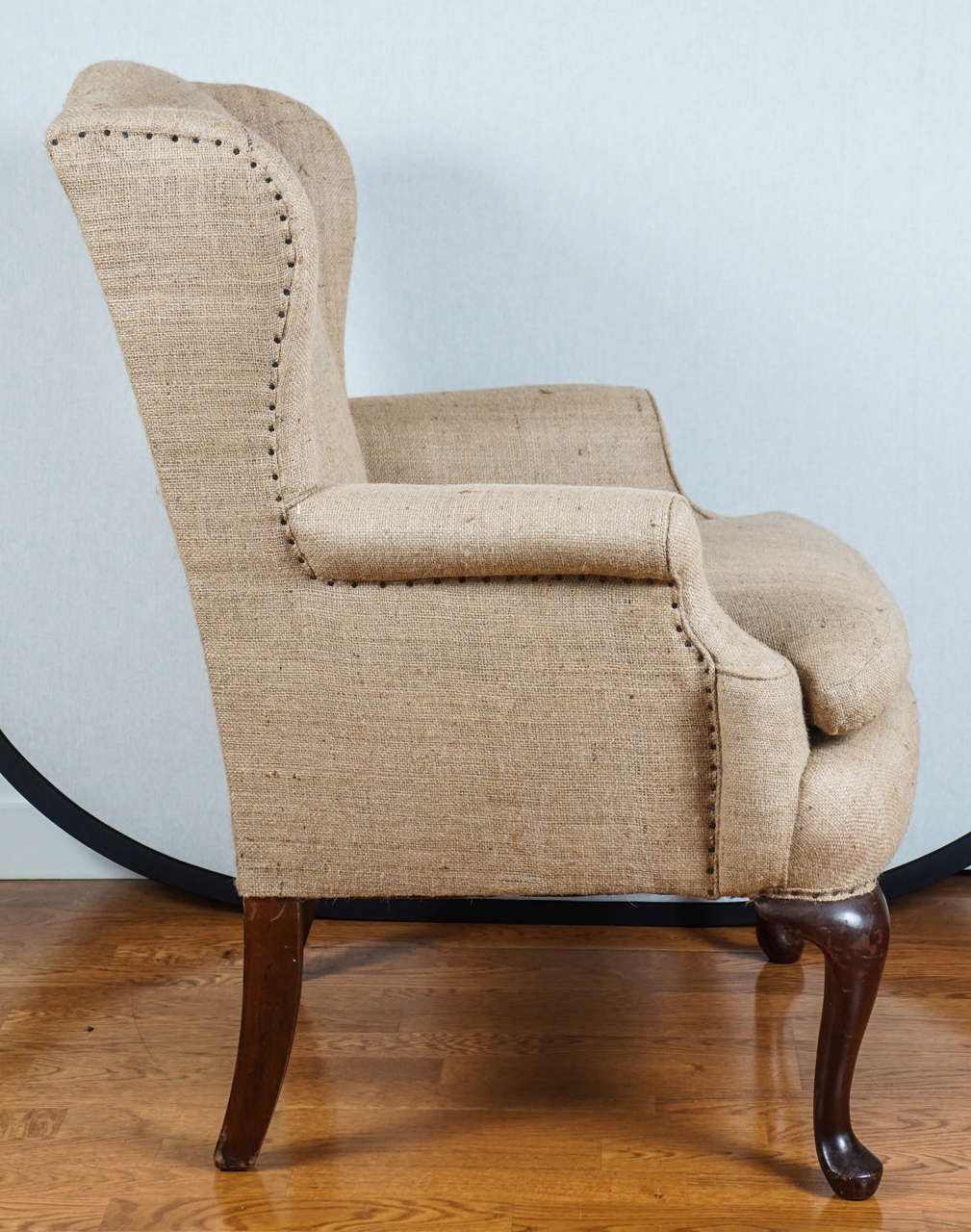 Burlap Wingback Chair at 1stdibs