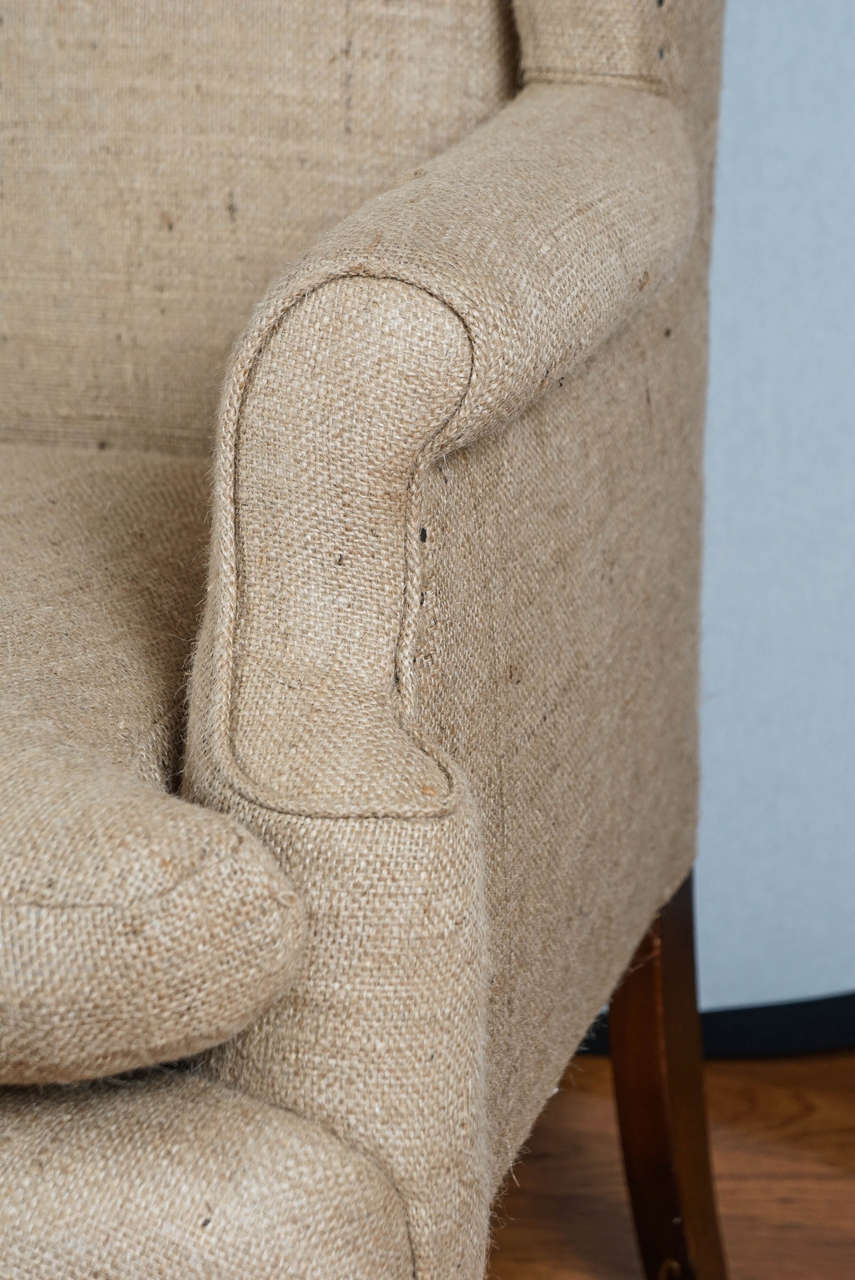 Burlap Wingback Chair at 1stDibs burlap chairs, tan wingback chair