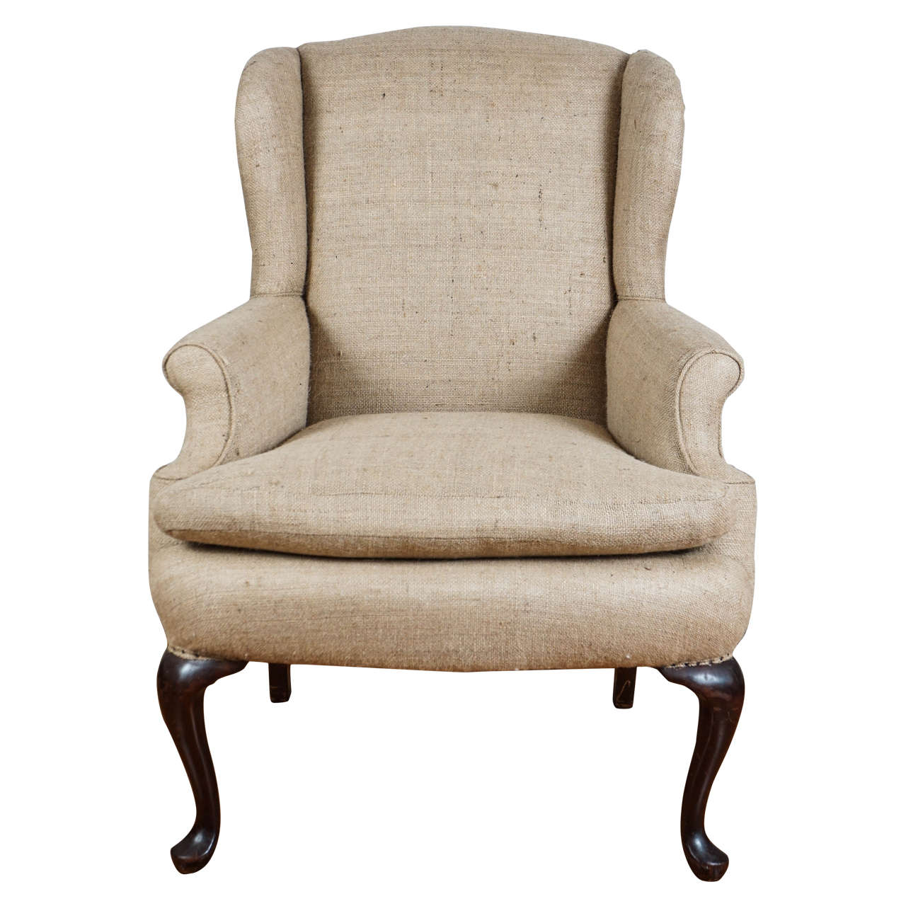Burlap Wingback Chair at 1stDibs burlap chairs, tan wingback chair