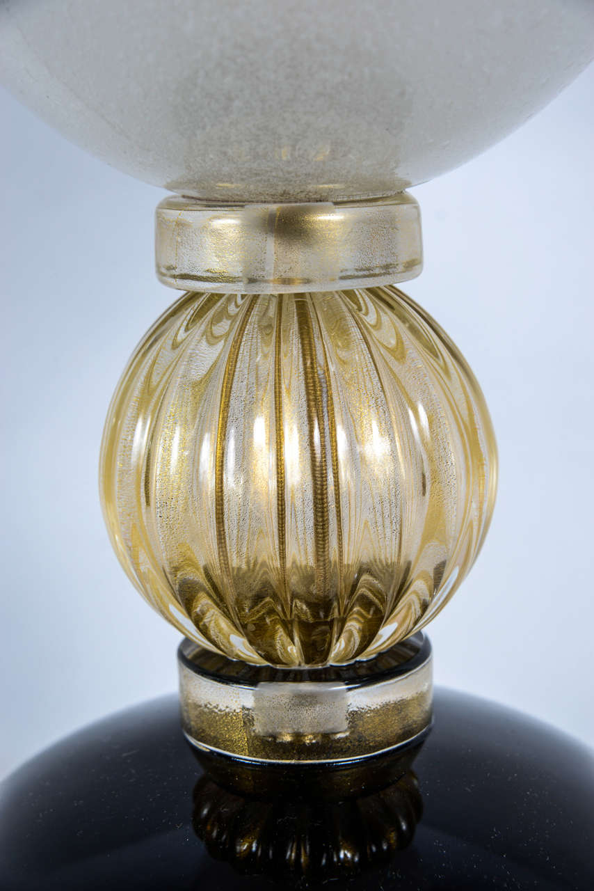 Pair of Table Lamps in Murano Glass Signed Toso  1
