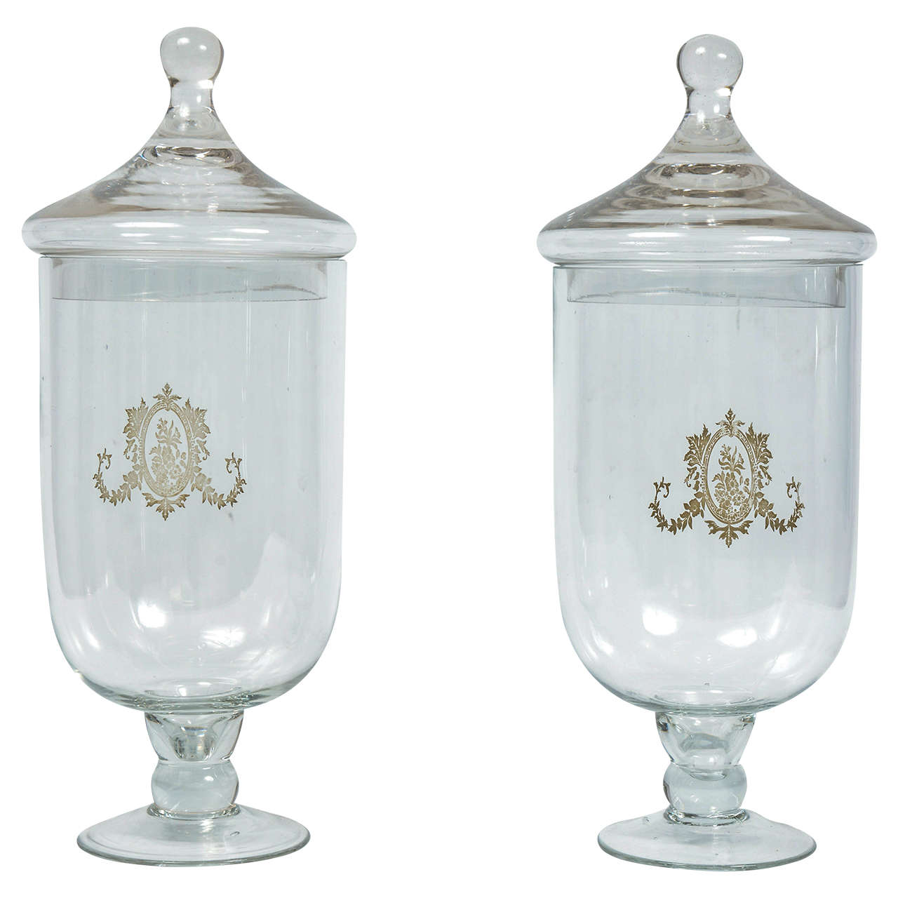 Pair of Ornamental Pots in Glass