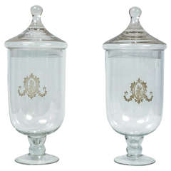 Pair of Ornamental Pots in Glass