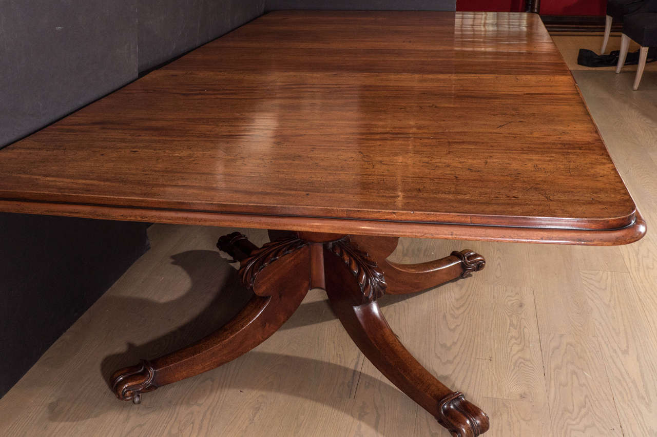 19th Century Irish Mahogany Twin Pedestal Dining Table Attributed to Williams & Gibton For Sale