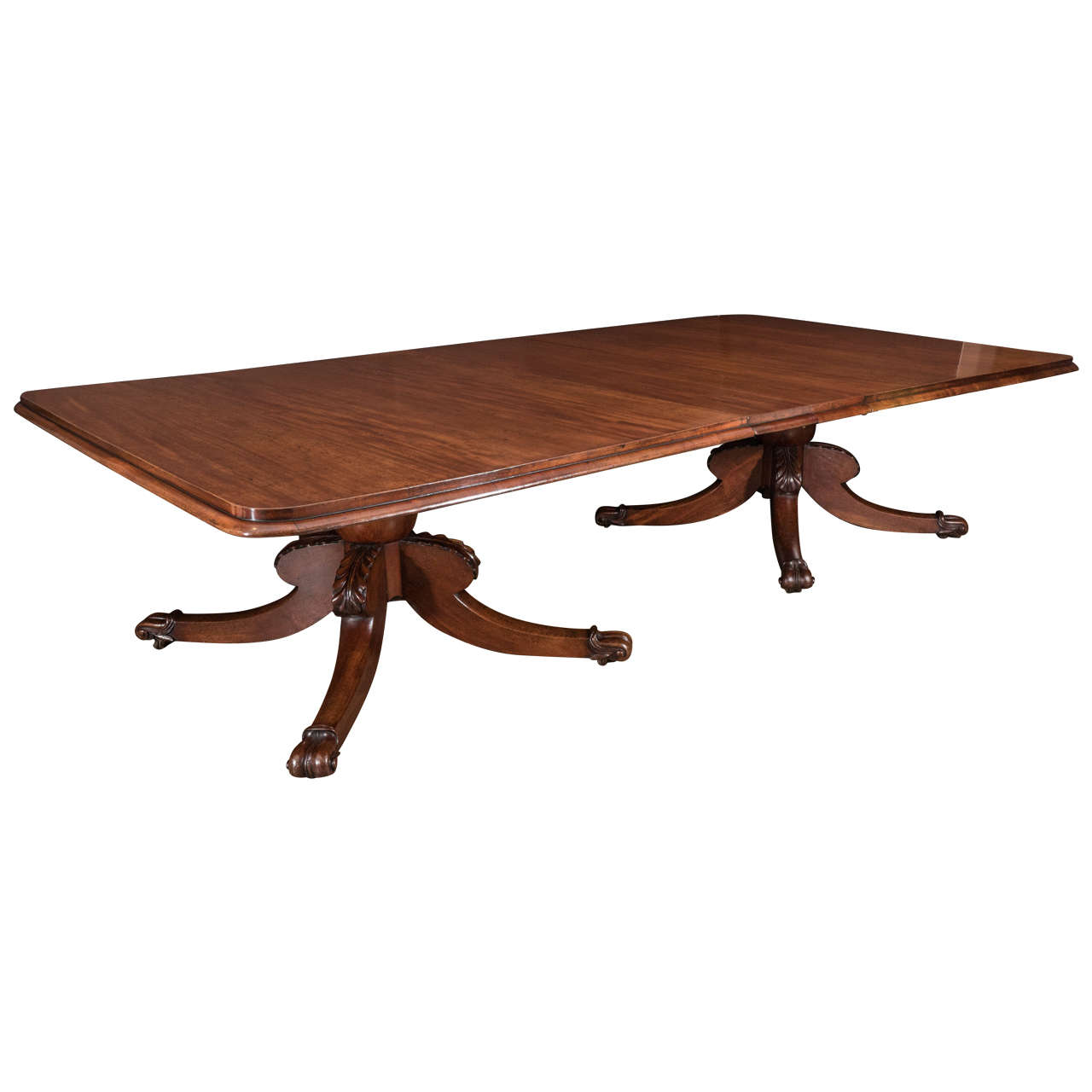 Irish Mahogany Twin Pedestal Dining Table Attributed to Williams & Gibton For Sale