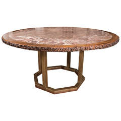 19th Century Chinese Hongmu Round Table with Inset Marble Top