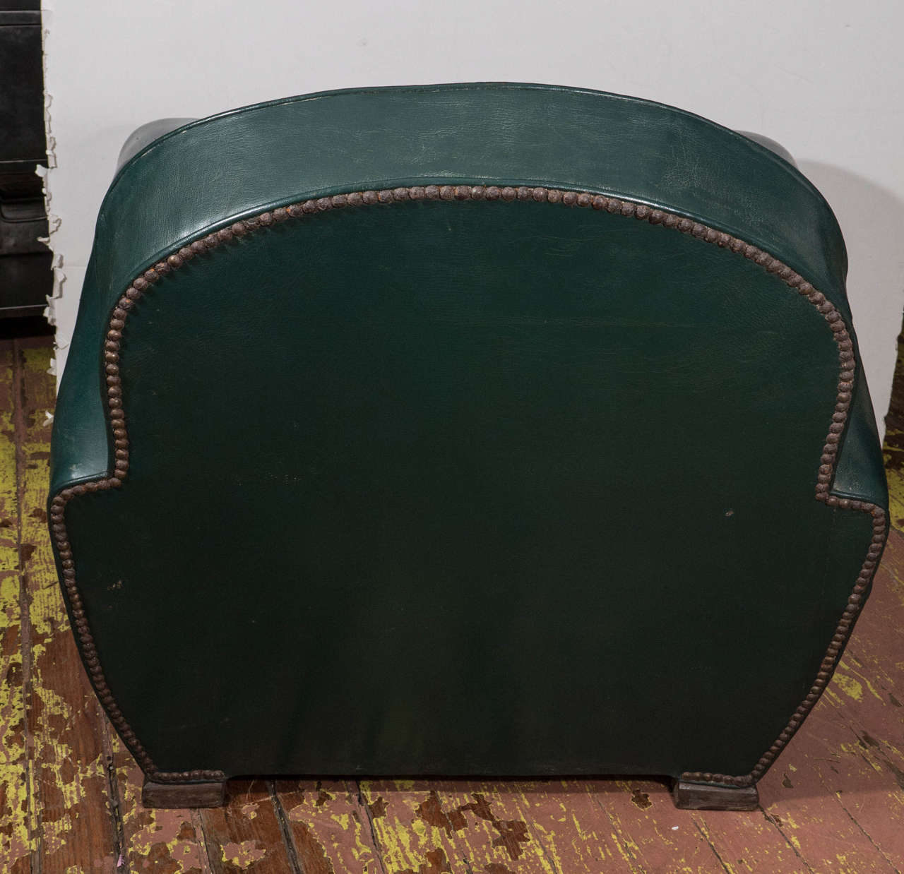 Green Leather French Club Chairs For Sale 2