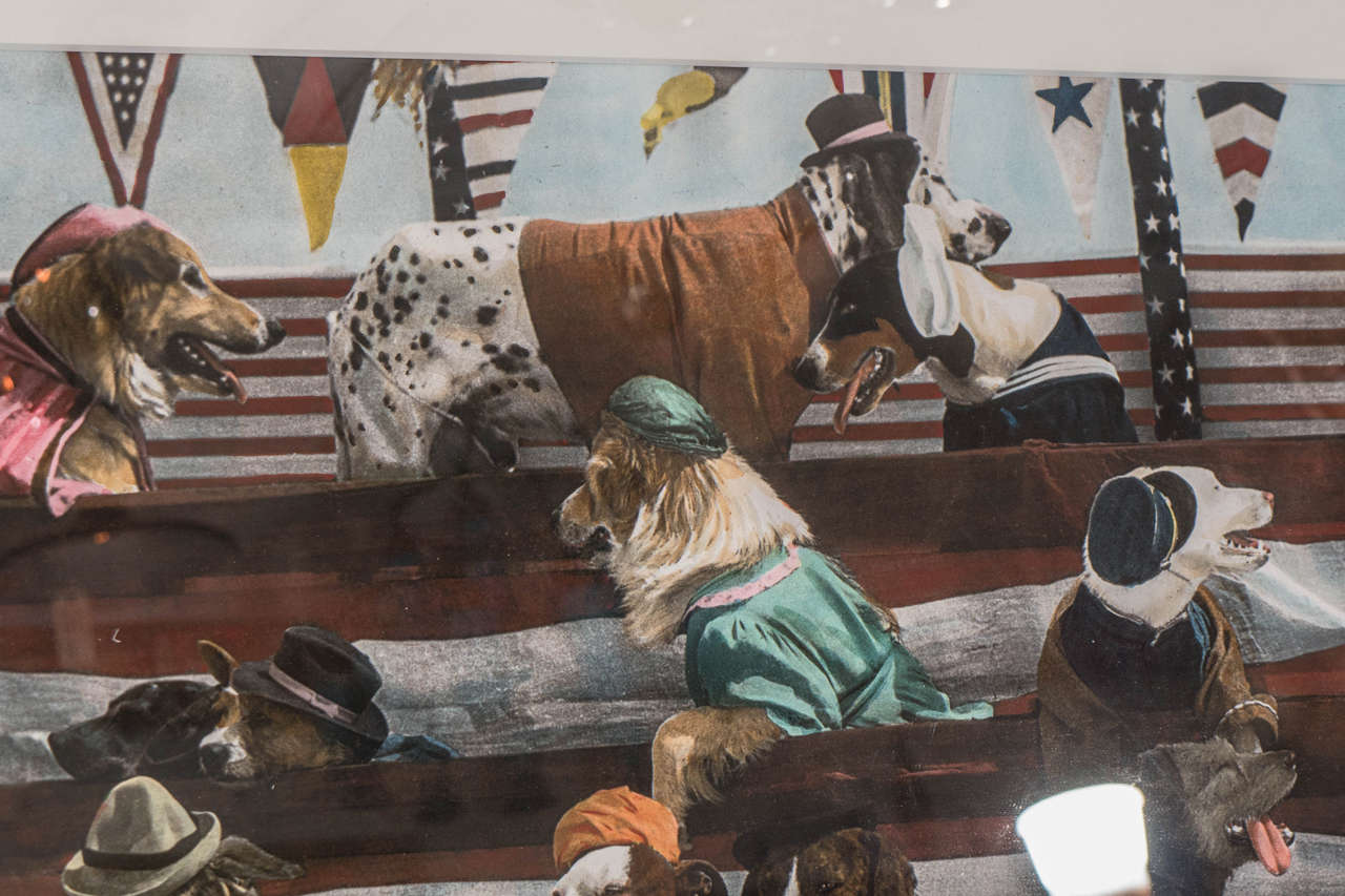 Dogs Dressed in Circus Bleachers Print For Sale 4