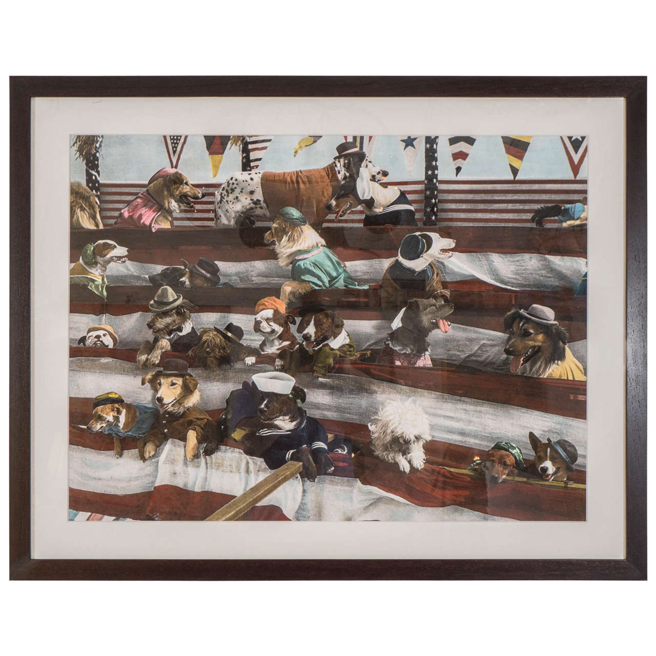 Dogs Dressed in Circus Bleachers Print For Sale