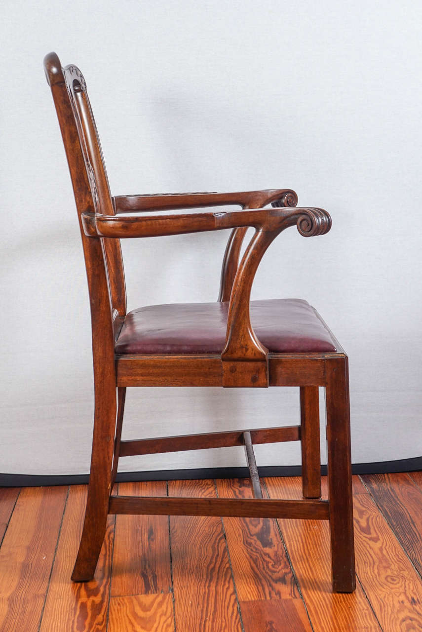 Pair of Mahogany 19th Century Chippendale Style Armchairs In Excellent Condition In Hudson, NY