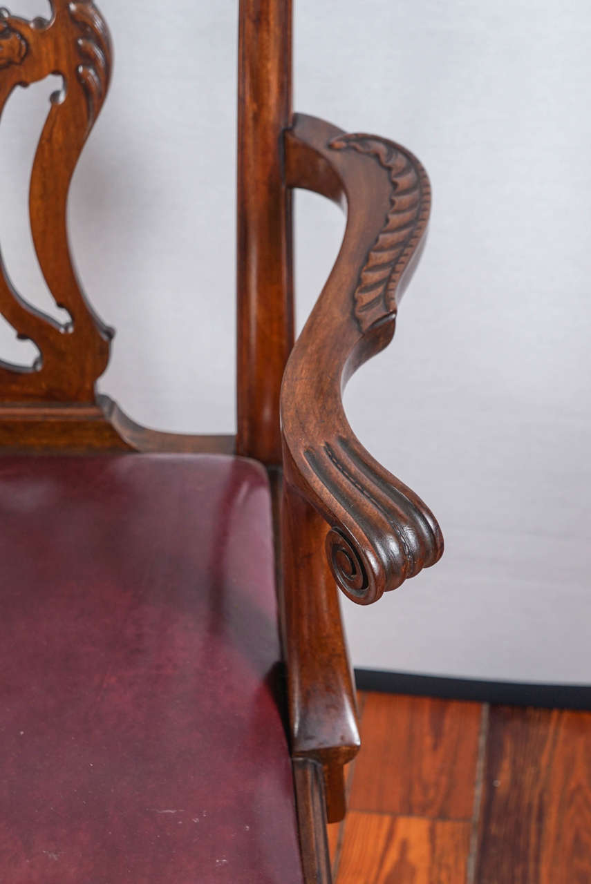 Pair of Mahogany 19th Century Chippendale Style Armchairs 2