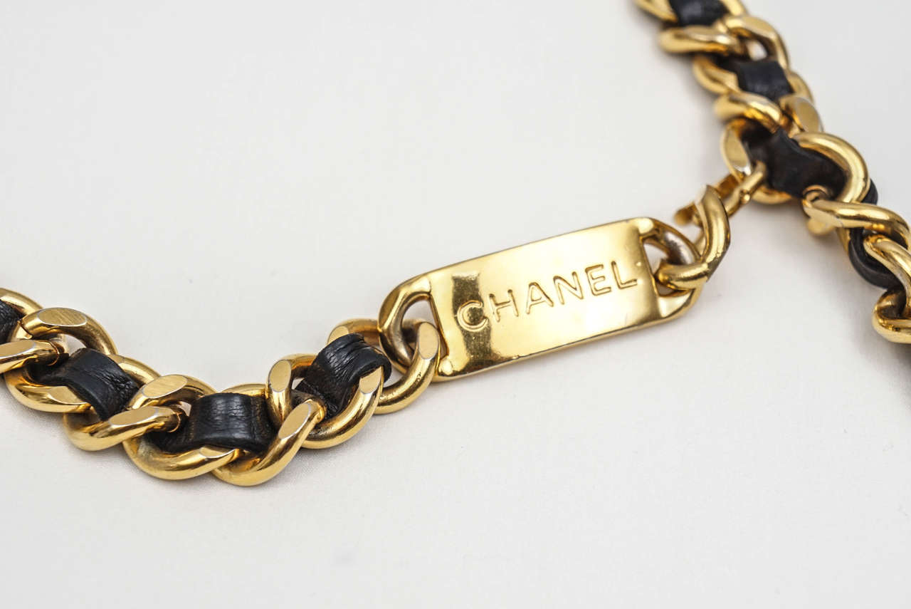 Woven Vintage Chanel Leather and Metal Chain Belt