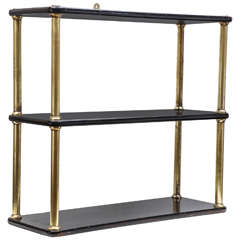 Ebonized Wood and Brass Hanging Shelf