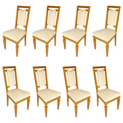 Eight Italian Solid Cherrywood Chairs, 1940