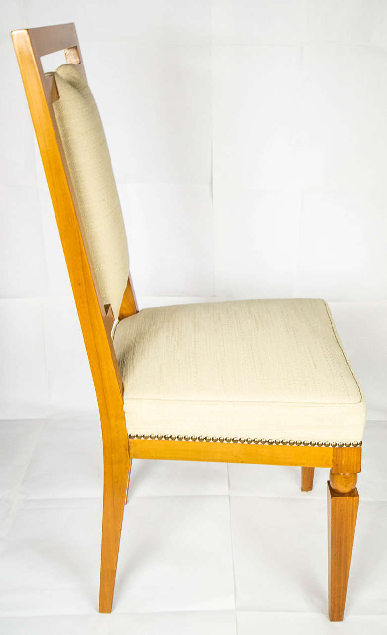 Mid-Century Modern Eight Italian Solid Cherrywood Chairs, 1940 For Sale