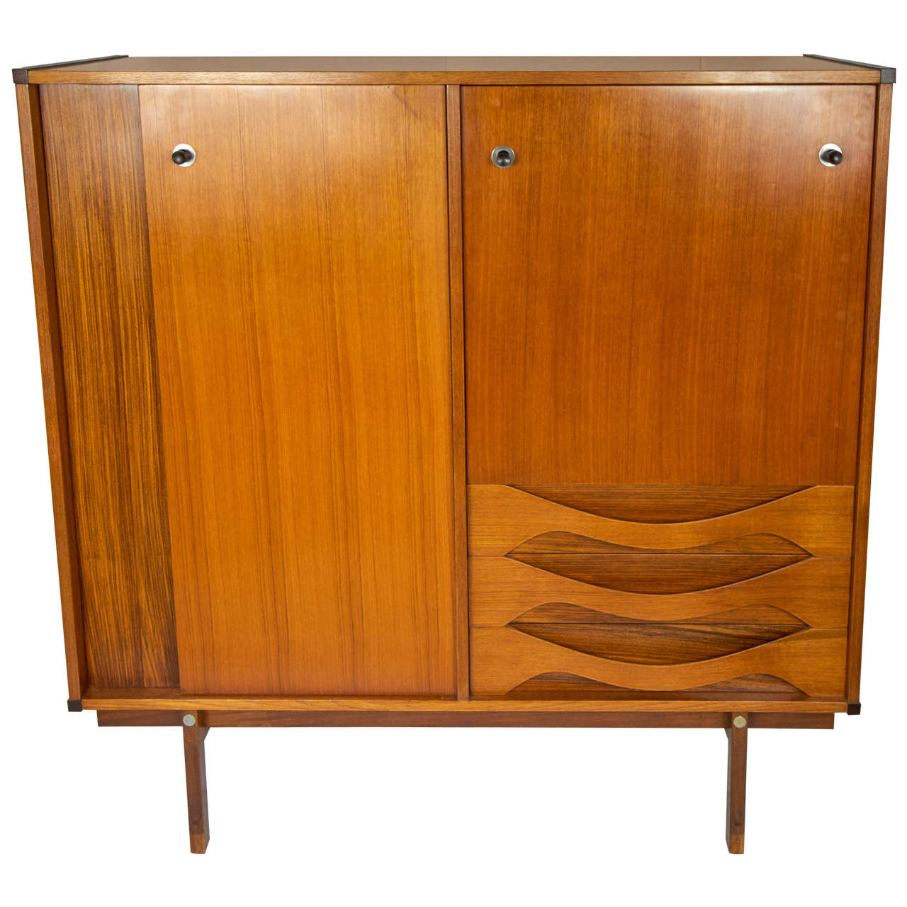  Mid century Italian 1950s Teak and  exotic wood Cabinet