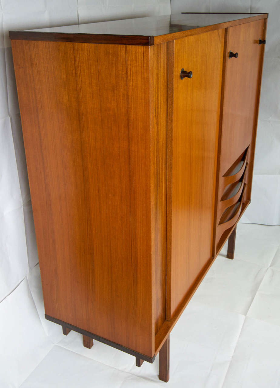 Mid-20th Century  Mid century Italian 1950s Teak and  exotic wood Cabinet