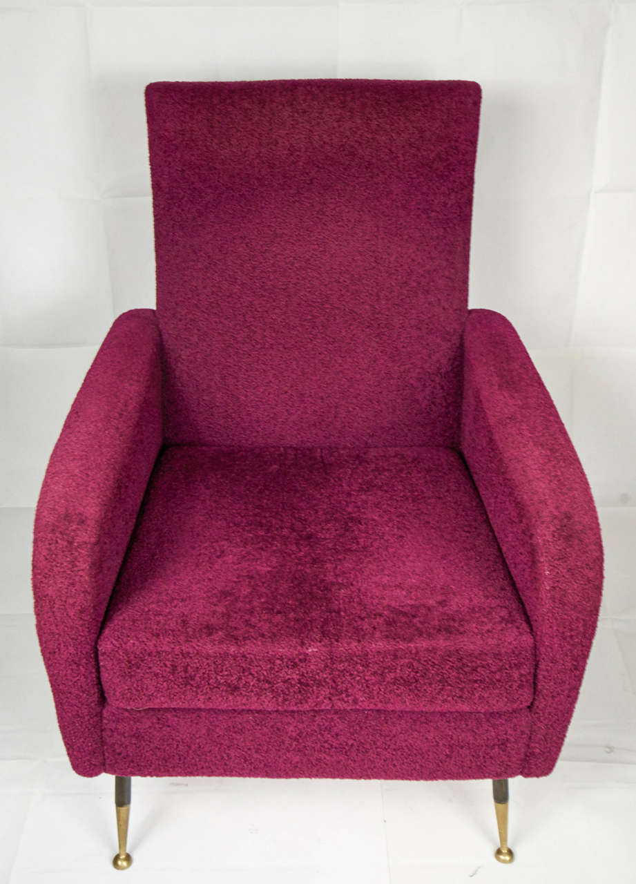 Interesting shaped armchairs upholstered with original red 