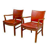 Pair of Red Leather Armchairs