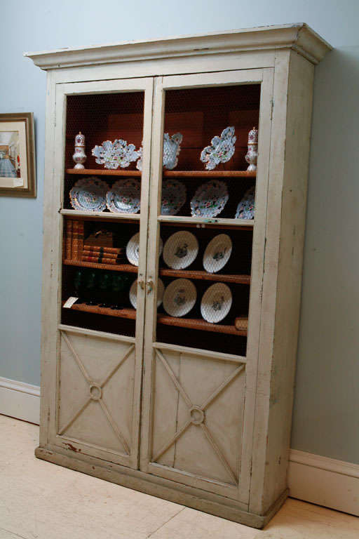 19th Century French Provincial painted bookcase/cabinet