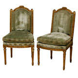 Pair Louis XVI-style giltwood salon chairs Pair Louis XVI-style giltwood salon chairs