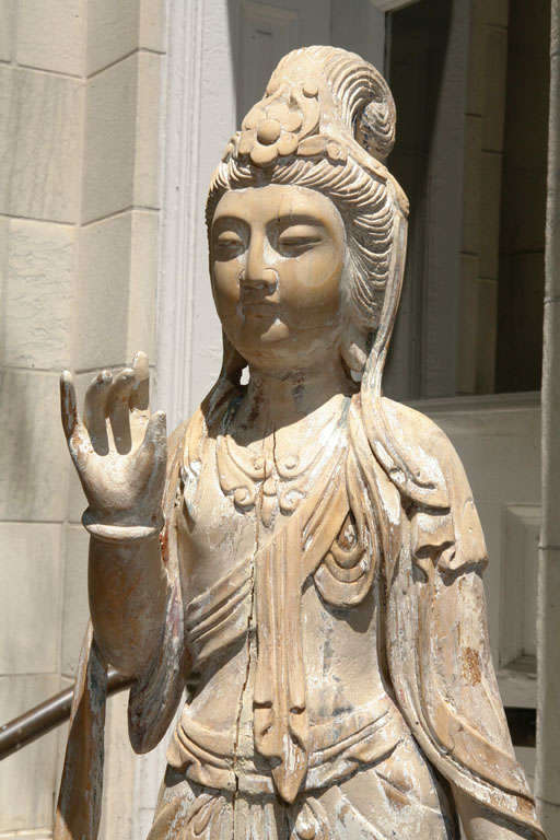 Chinese Large Carved Wood Quan Yin