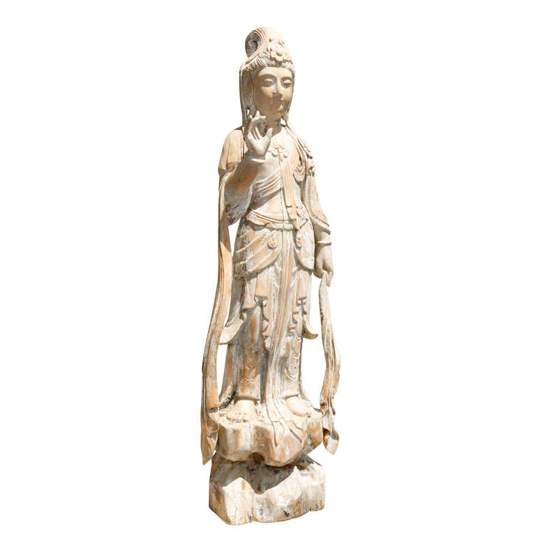 Large Carved Wood Quan Yin