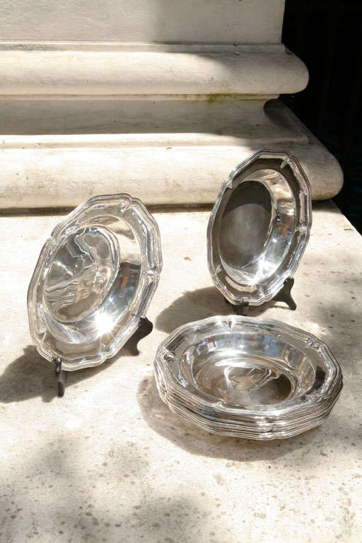 A Set of Chinese Export Silver Serving Plates