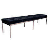 Upholstered Chrome Double Bench by Florence Knoll